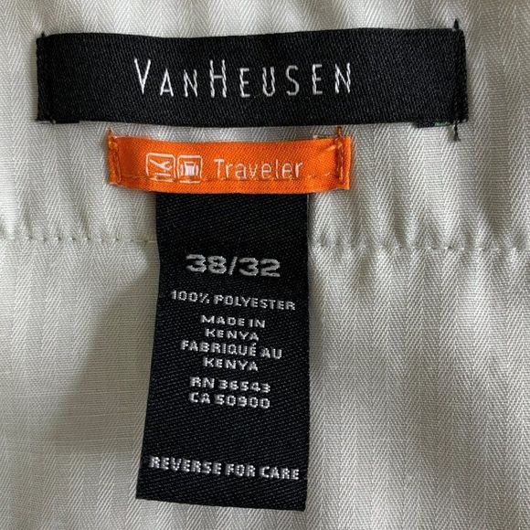 Mens Van Heusen Traveler Pants Polyester Cuffed Plated Khaki NWOT 38 x 32 3688 - Picture 7 of 9